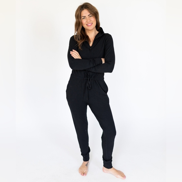 Smash + Tess Pants - Smash + Tess Harris Hoodie Romper Black Size S